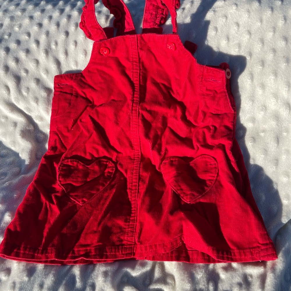 Carter's Red Corduroy Kids Overalls with Heart Pockets